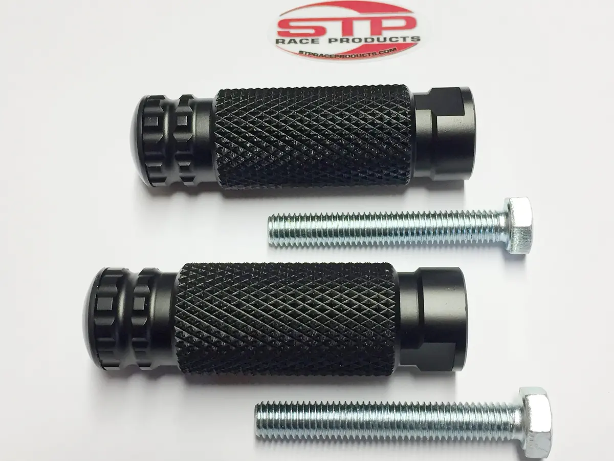 Universal Replacement Rearset Footpegs Black Anodised Finish 8Mm Fixing Pair 1