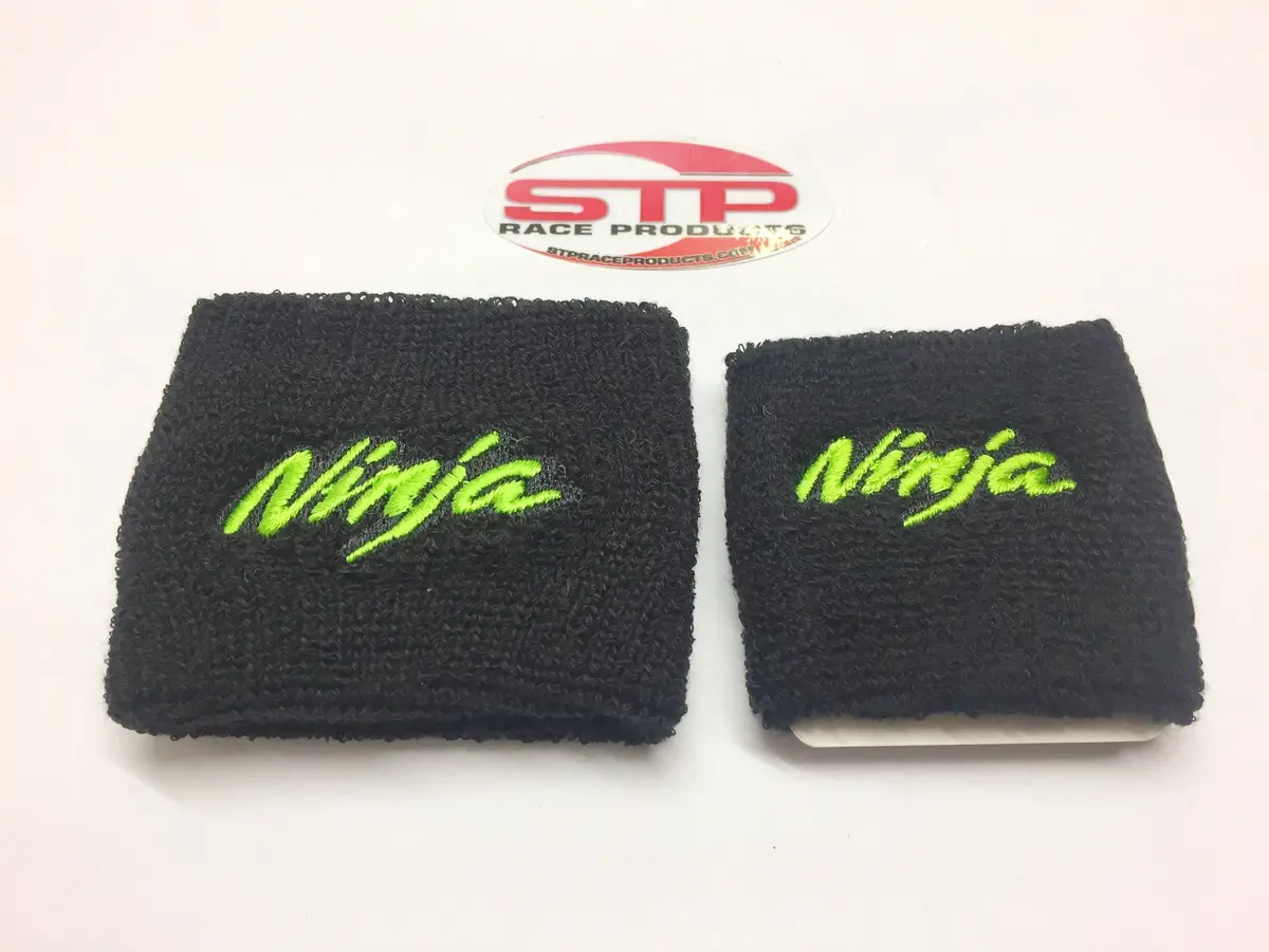 Ninja Motorcycle F&R Brake Master Cylinder Shrouds Socks Cover Pair Green 1