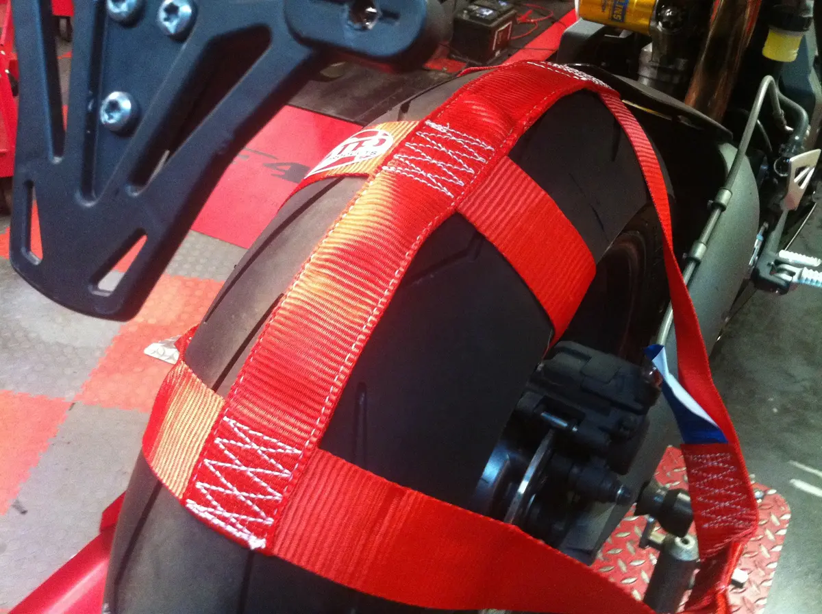Motorbike Transport Tie Down Wheel Strap Polyester Webbing Strap Red 1