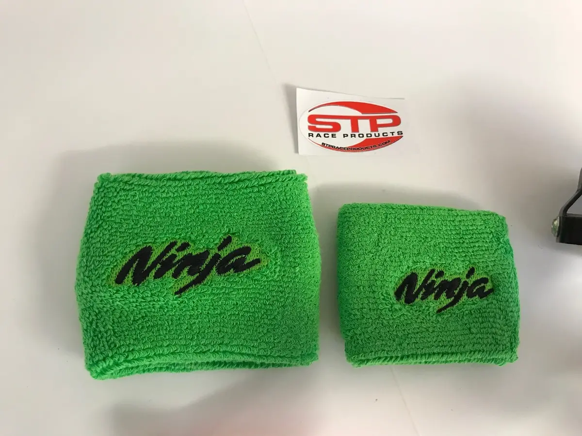Ninja Motorcycle F&R Brake Master Cylinder Shrouds Socks Cover Pair Light Green 1