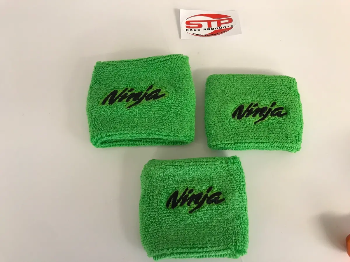 Ninja Kawasaki 2 Brake + 1 Clutch  Reservoir Shrouds Socks Cover Light Green 1