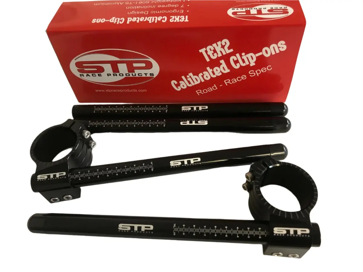 Stp Tek2 Calibrated 51Mm Road Race Black Anodised Clip-Ons & Spare Tubes Mbb 1
