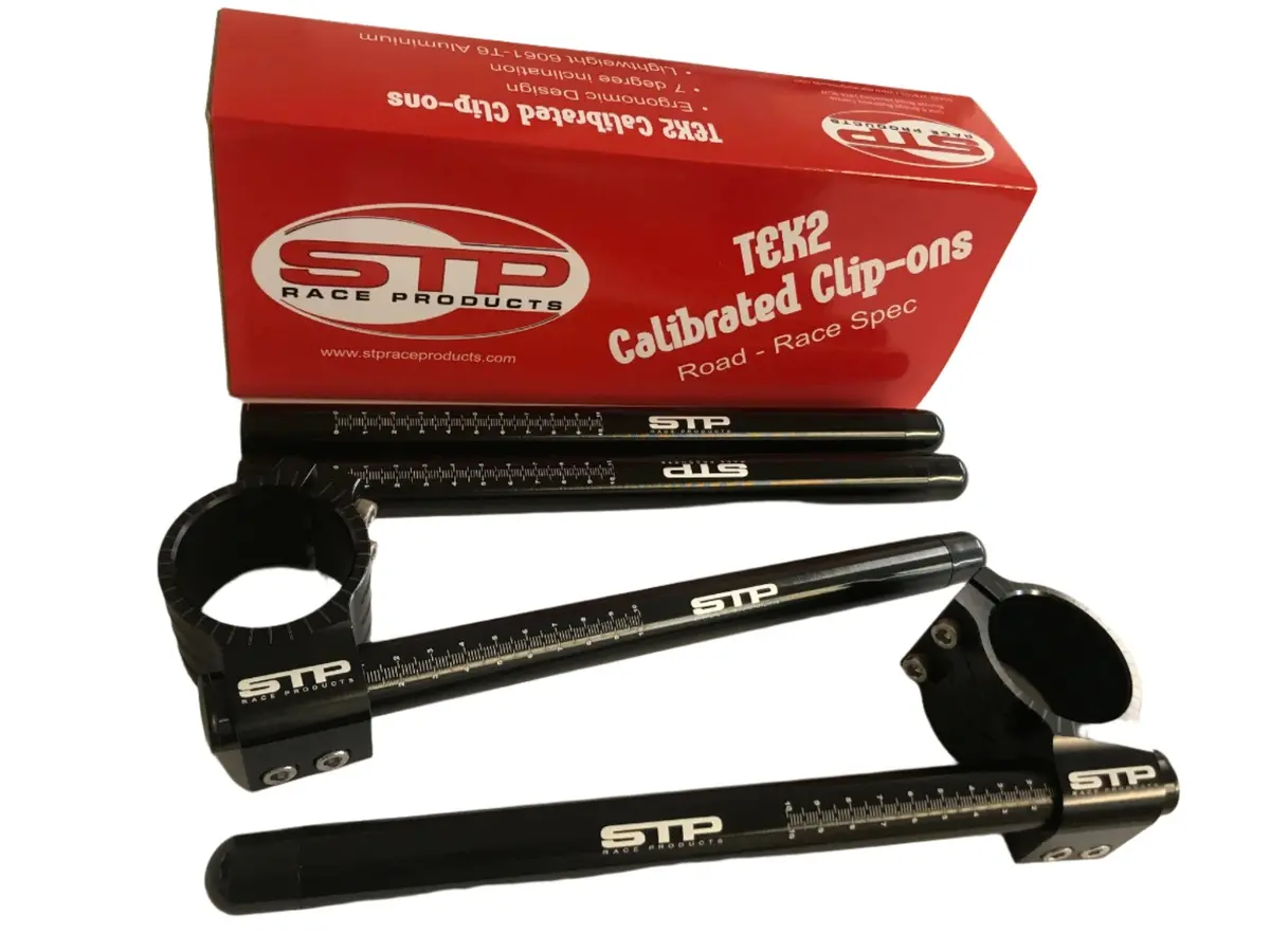 Stp Tek2 50Mm Calibrated Road Race Black Anodised Clip-Ons & Spare Tubes Mbb 2