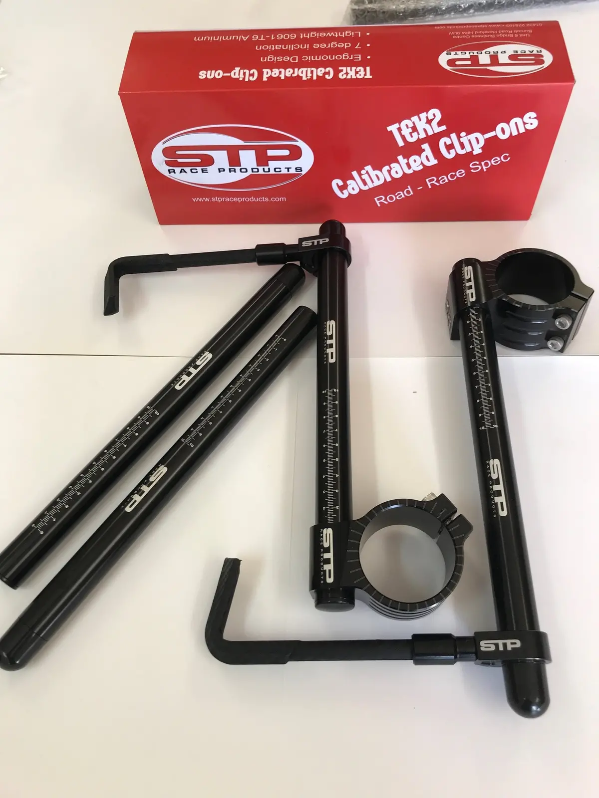 Tek2 Calibrated 50Mm Road Race Black Anodised Clip-Ons , Spare Tubes & Lever Guards 1