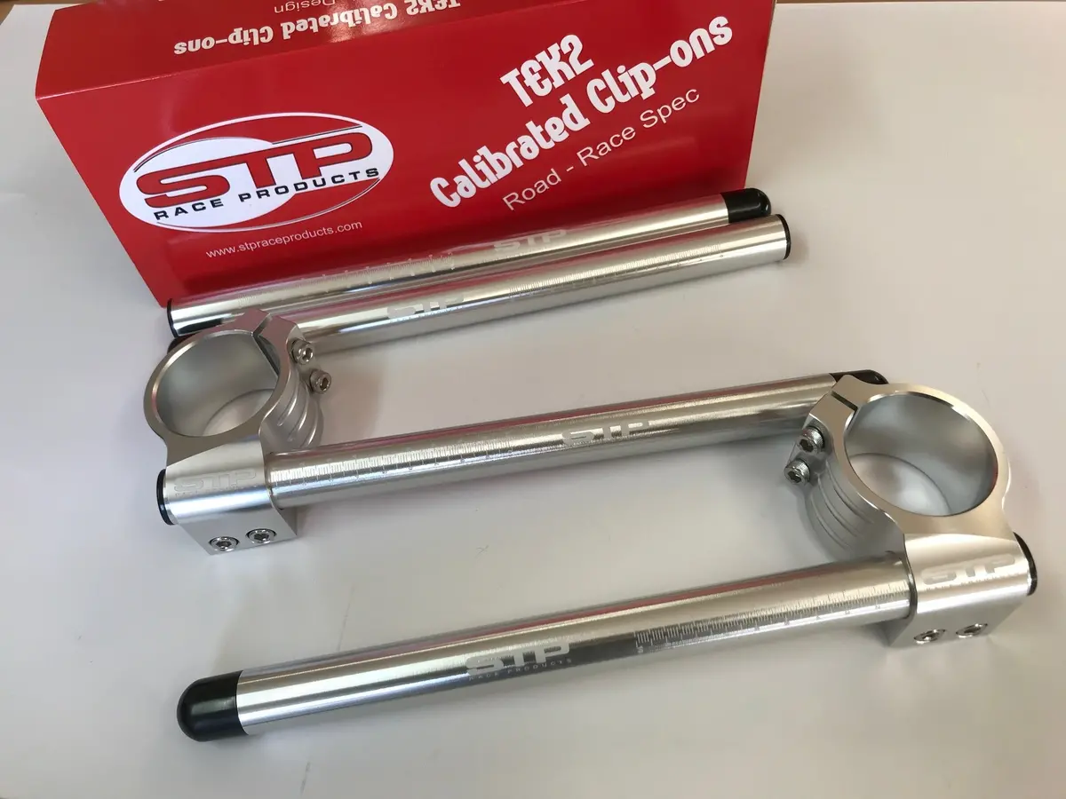 Universal 50Mm Stp Tek2 Calibrated Road Race Polished Aluminium Clip-Ons & Spare Tubes 1