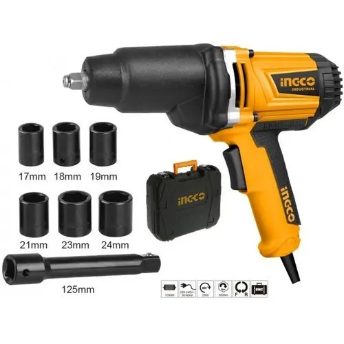 Ingco 1/2" Impact Wrench With 6 Pcs Sockets 1