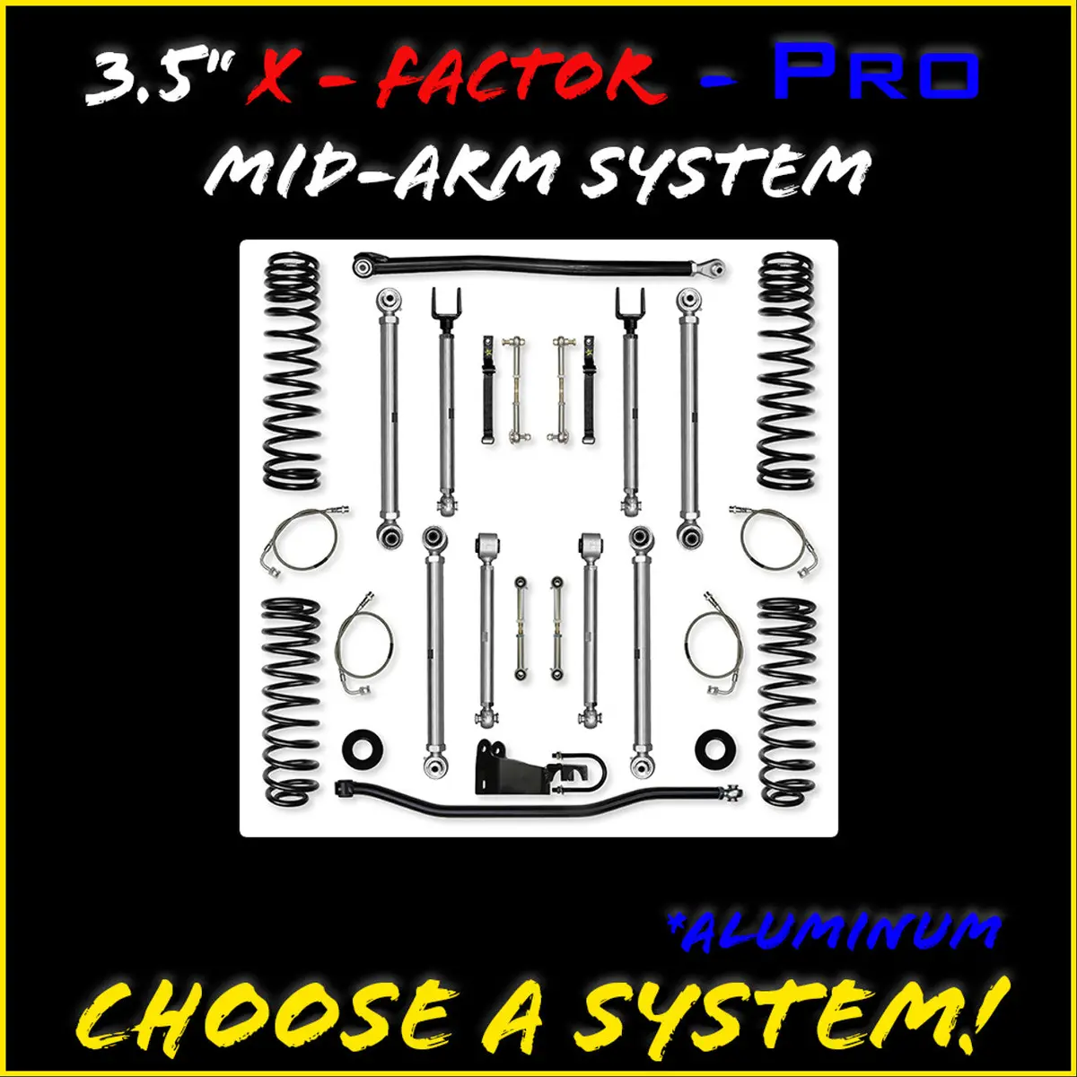 Jku 3.5" X-Factor Pro Mid-Arm System No Shocks Jk35xfp-4 1