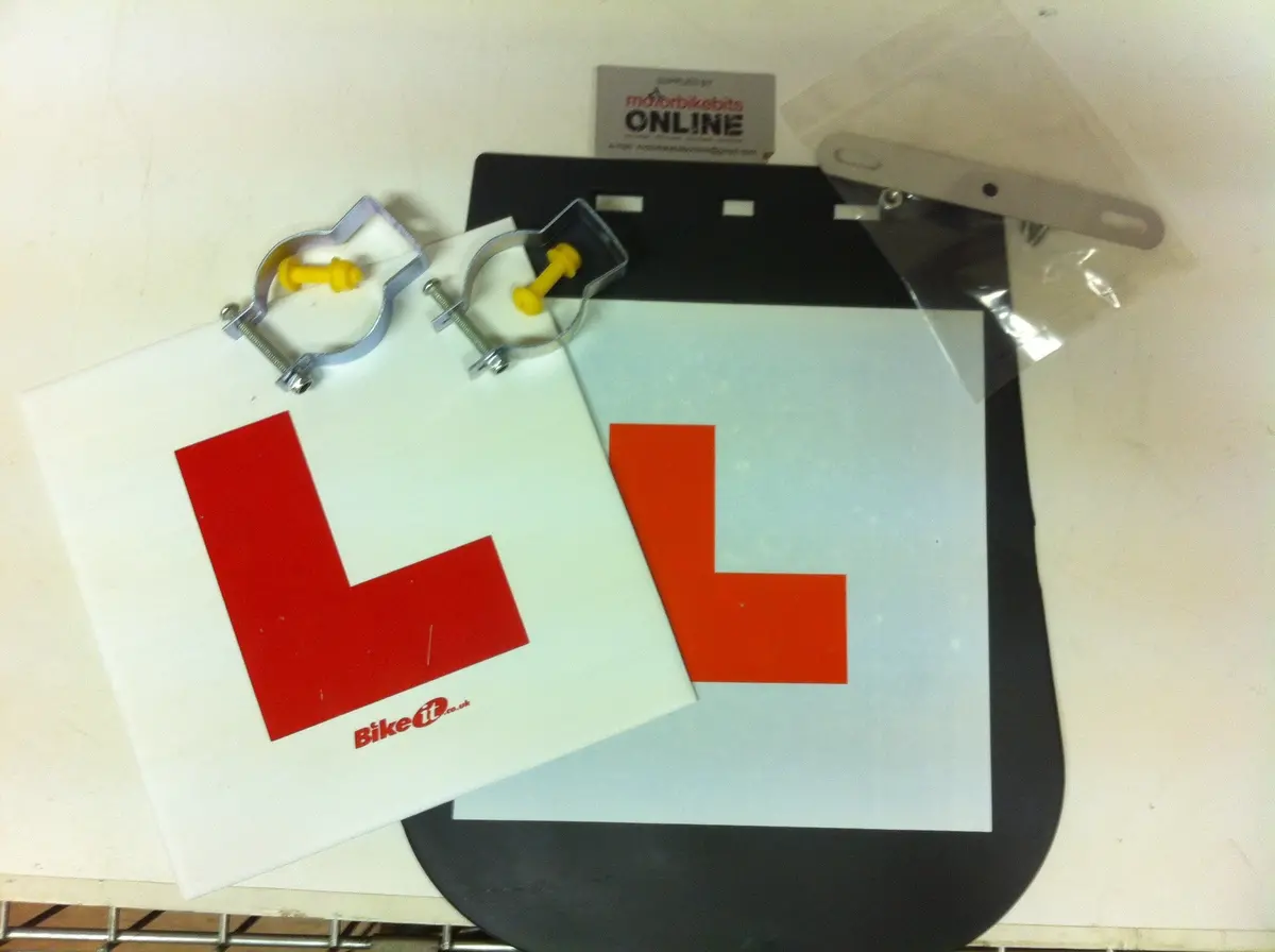 Motorcycle Scooter L Plate Pack 1 X Mudflap L-Plate & 1 X Rigid L-Plate 1