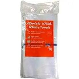 Qwick Wick 100% Cotton Blue Stripe Terry Bar Towel, 30 Oz., 16" X 19", 12 Towels/Pack, 5 Packs 1
