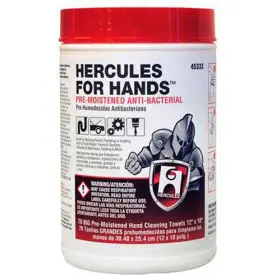Hercules 45333 Hercules For Hands - Pre-Moistened Towels 70 Towels Per Tub 12" X 10" Minimum Of 2 Cases 1