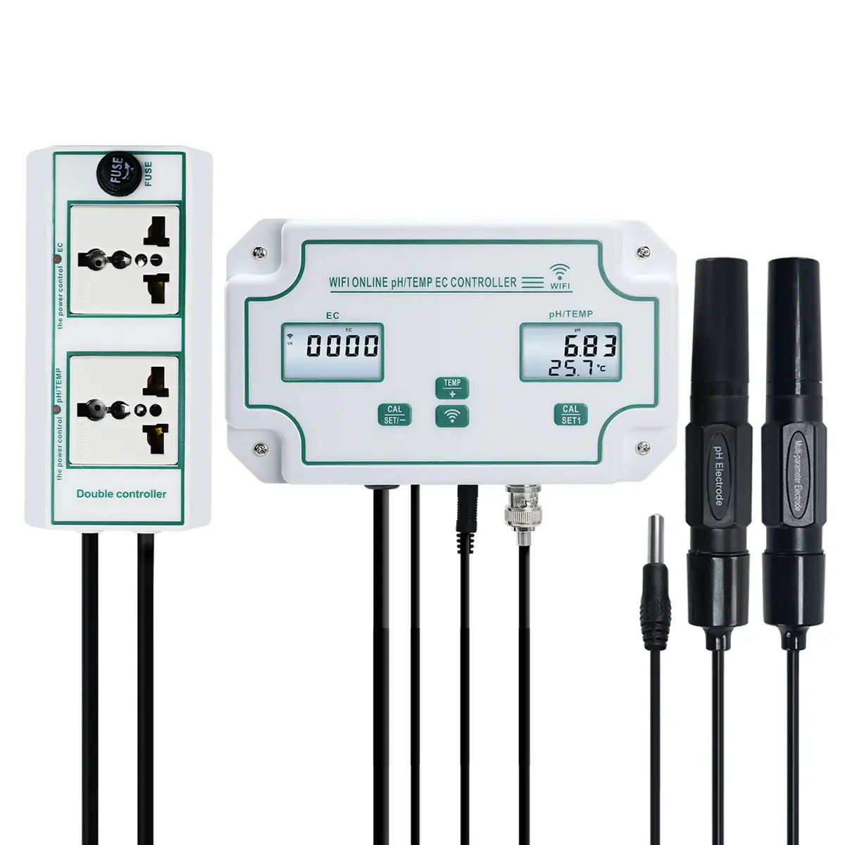 Phc-493 Ph / Ec /Temp Meter Smart Acidity & Conductivity Range Controller Monitoring And Dosing In Water Ph Meter Conductivity Temp Tester App Remote Online Monitor For Swimming Pool Aquaculture Fishpond 1