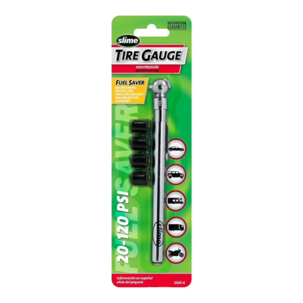 Slime High Pressure Tire Gauge With Nozzle Caps (20-120 Psi) 1