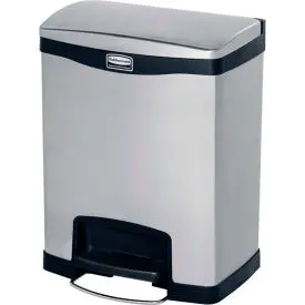 Rubbermaid® Slim Jim® Stainless Steel Step On Container, Front Step- 8 Gal, Black- 1901985 1