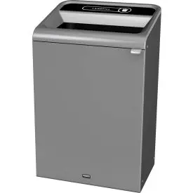 Rubbermaid® Configure Decorative Steel Trash Can, Landfill Lid, 33 Gallon, Grey Stenni 1