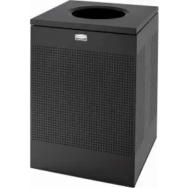 Rubbermaid® Silhouette Metal Square Trash Can W/Plastic Liner, 40 Gallon, Textured Black Minimum Of 2 1