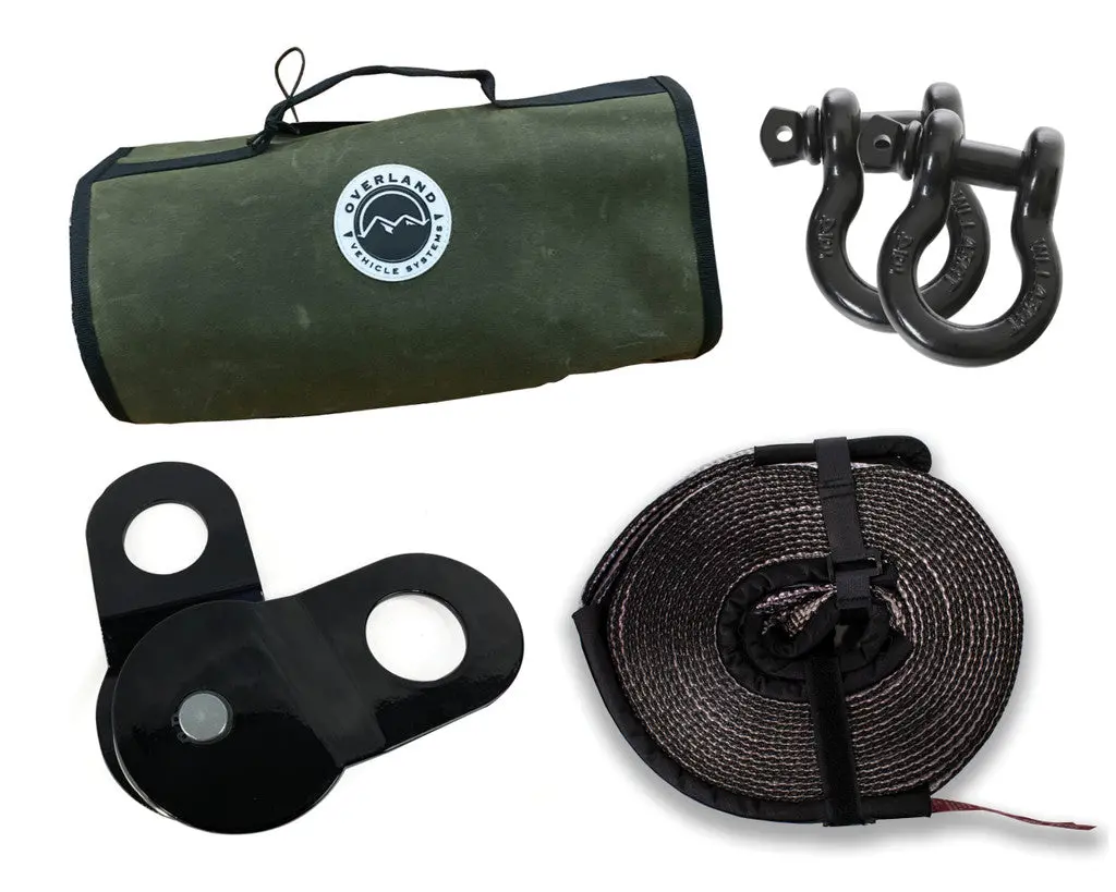 Recovery Wrap Kit Including 20" Tow Strap, Pair Of Black D-Rings, Snatch Block And Canvas Bag 33-0501 1