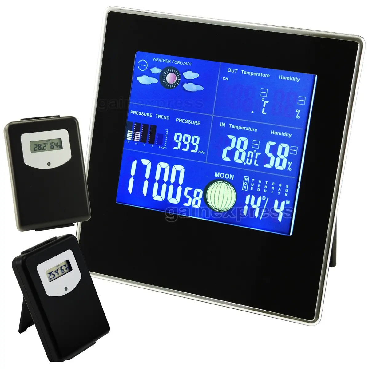 S08s620pv_2S Indoor/Outdoor Digital Wireless Weather Station Temperature Relative Humidity Rh Air Pressure Rcc Dcf With Bar Chart + 2 Sensors 110V / 220V 1