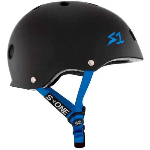 S1 Lifer Helmet Black Cyan Straps 2