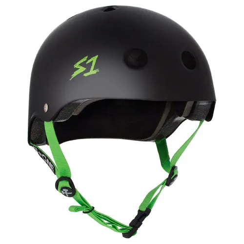 S1 Lifer Helmet Black Matte Green Straps 1