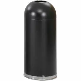 Safco® Steel Round Dome Top Trash Can W/Galvanized Liner, 15 Gallon, Black 1