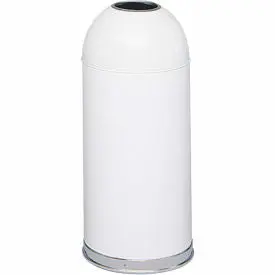 Safco® Steel Round Dome Top Trash Can W/Galvanized Liner, 15 Gallon, White 1