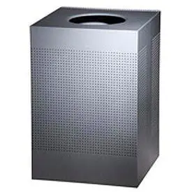 Rubbermaid® Silhouette Steel Square Trash Can W/Plastic Liner, 40 Gallon, Silver Metallic Minimum Of 2 1