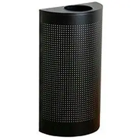 Rubbermaid® Silhouette Steel Half Round Trash Can W/Plastic Liner, 12 Gallon, Black Minimum Cases Of 4 1