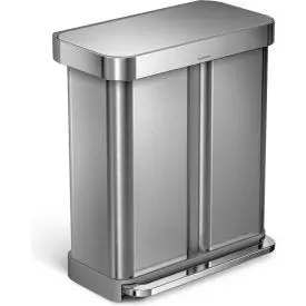Simplehuman® Dual Compartment Trash Can - 15.3 Gallon Brushed Stainless Steel - Cw2025 1