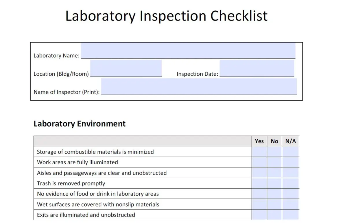 Laboratory Inspection Checklist 1