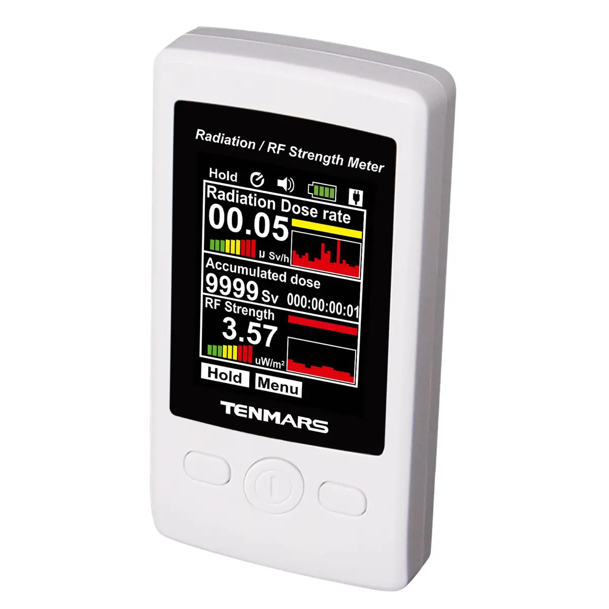 Tm-95 Tenmars Geiger Counter Radiation Rf Strength Meter Nuclear Measurement Dosimeter Dose Tester Colored Display Made In Taiwan 1