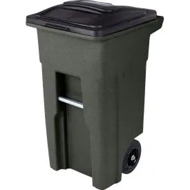 Toter Heavy Duty Two-Wheel Trash Cart, 32 Gallon Greenstone - Ana32-55410 1
