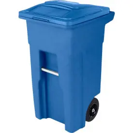 Toter Heavy Duty Two-Wheel Trash Cart, 32 Gallon Blue - Ana32-57311 1