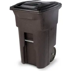 Toter Heavy Duty Two-Wheel Trash Cart, 64 Gallon, Brownstone - Ana64-00Bst 1