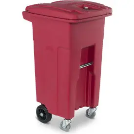 Toter Regulated Medical Waste Cart With Bio Hazard Logo And Casters, 32 Gallon - Red 1
