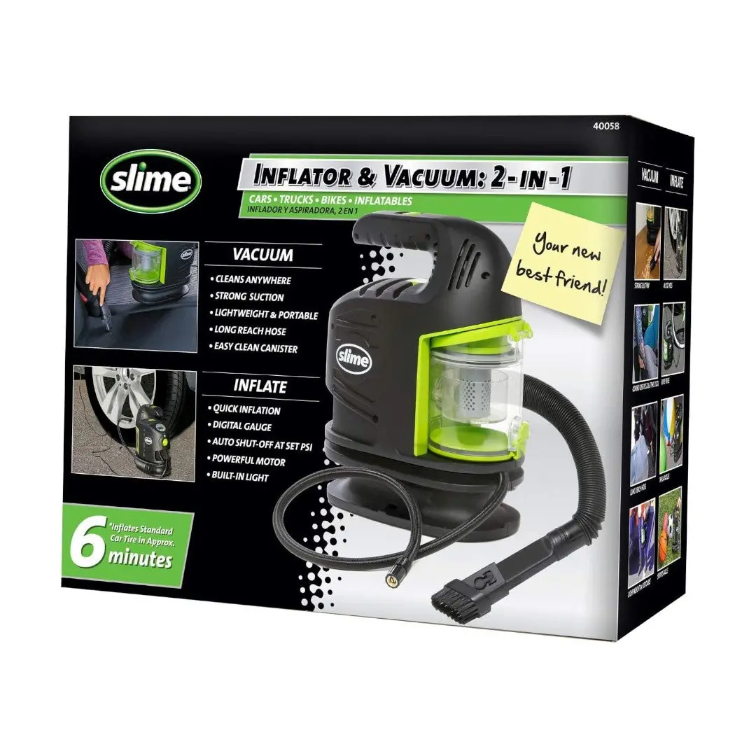 Slime 40058 (2-In-1) 12V Tire Inflator And Powerful Vacuum 1