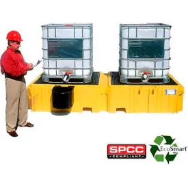 Ultratech Ultra-Twin Ibc Spill Pallet® 1141 - No Drain - With 1 Right Side Bucket Shelf 1