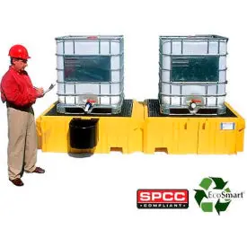 Ultratech Ultra-Twin Ibc Spill Pallet® 1146 With Drain & 1 Left Side Bucket Shelf 1