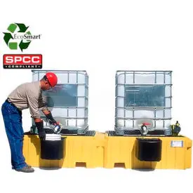 Ultratech Ultra-Twin Ibc Spill Pallet® 1147 - With Drain & 2 Bucket Shelves 1