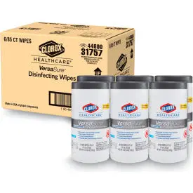 Clorox® Versasure Cleaner Disinfectant Wipes, 1-Ply, White, 85/Canister, 6 Canisters/Carton 1