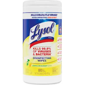 Lysol® Disinfecting Wipes, Lemon & Lime Blossom®, 80 Wipes/Canister, 3 Canisters/Pack 1