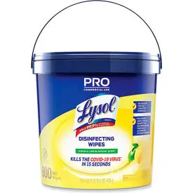 Lysol® Disinfecting Wipes Bucket, Lemon & Lime Blossom, 800 Wipes/Bucket, 2 Buckets/Carton 1