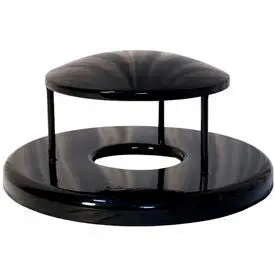 Ultraplay Coated Steel Rain Bonnet Lid For 55 Gallon Trash Can, Black 1