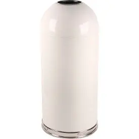 Witt Monarch Steel Round Trash Can W/Dome Top, 15 Gallon, White 1