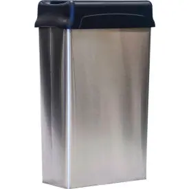 Witt Stainless Steel Wall Hugger Wastebasket W/Plastic Swing Top 22 Gallon, 70Htss 1