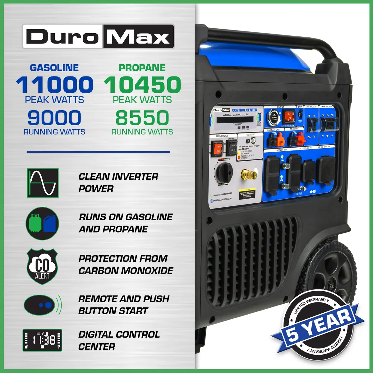 11,000 Watt Portable Dual Fuel Inverter Generator - Quiet, Low Thd 2