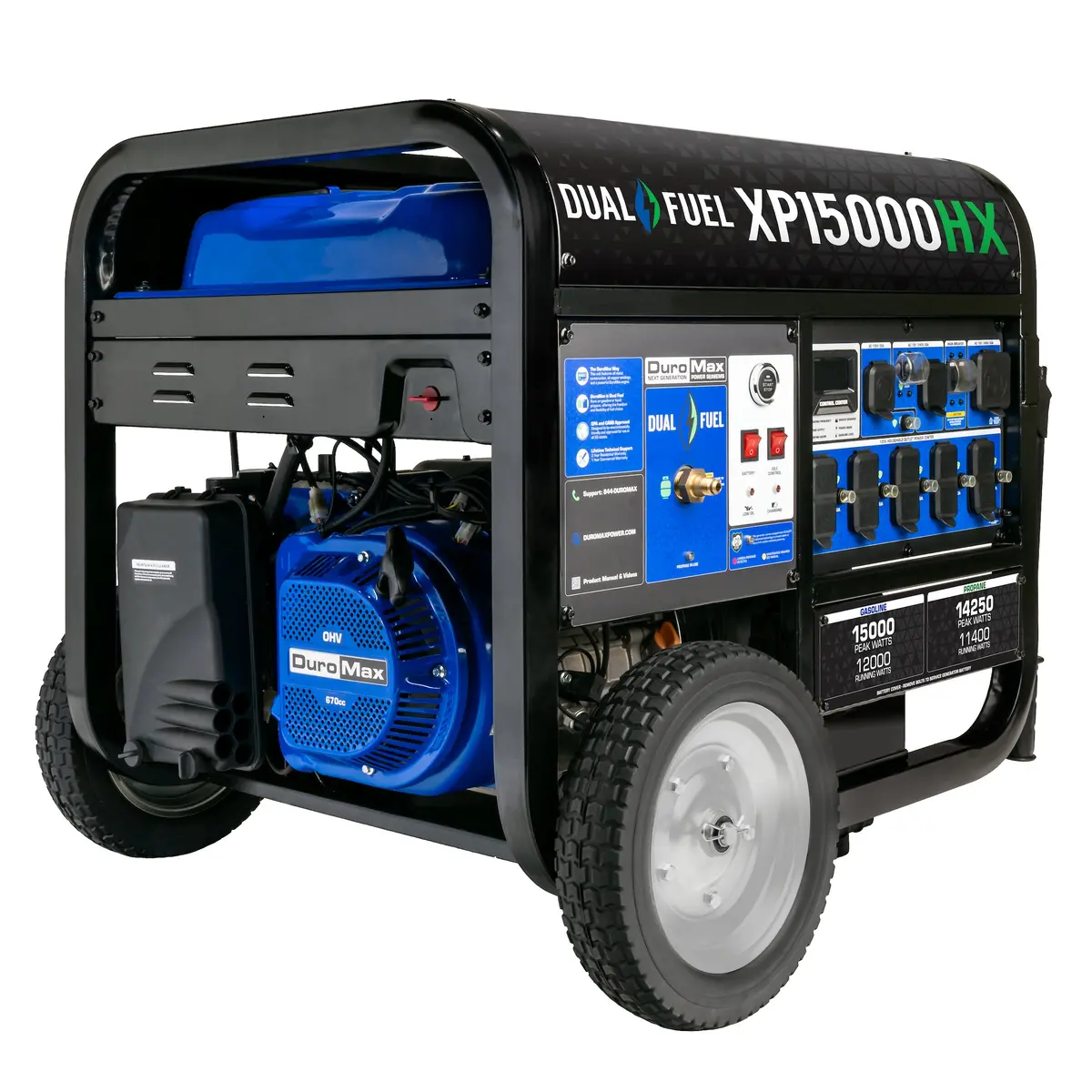 15,000 Watt Electric Start Dual Fuel Portable Generator 1
