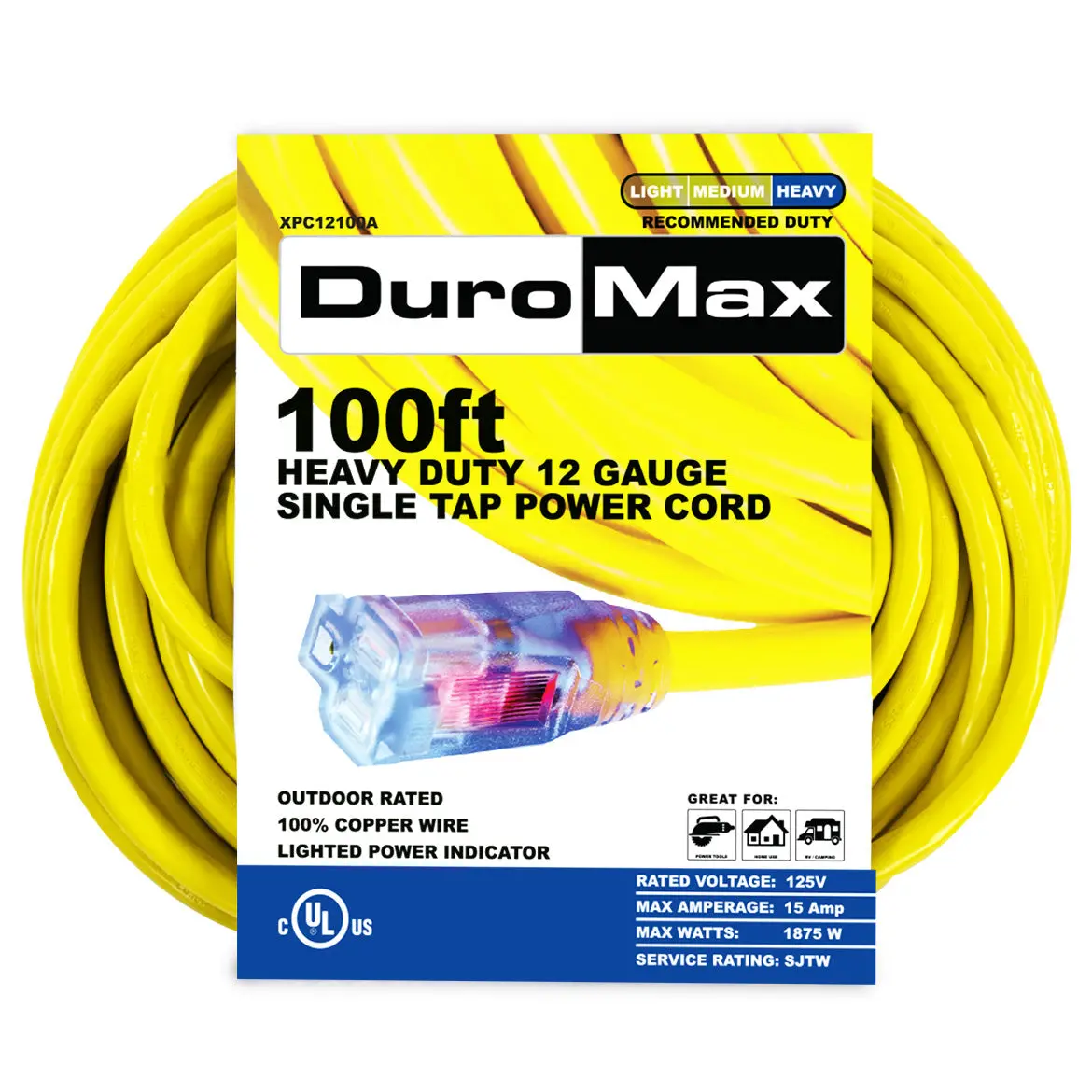 100-Foot 12 Gauge Single Tap Extension Power Cord 1
