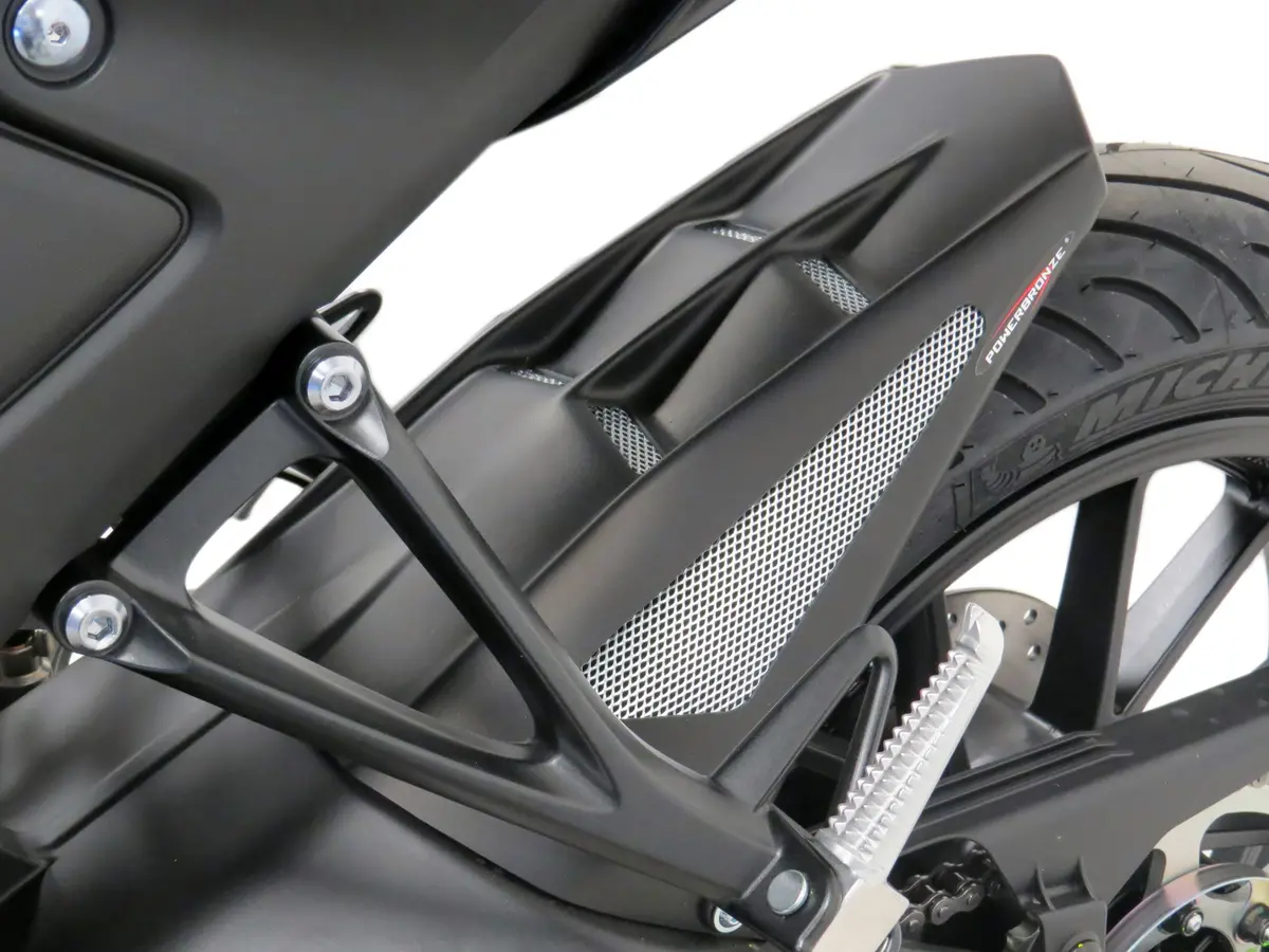 Yamaha Mt-125  2020-2025 Matt Black & Silver Mesh Rear Hugger By Powerbronze 1