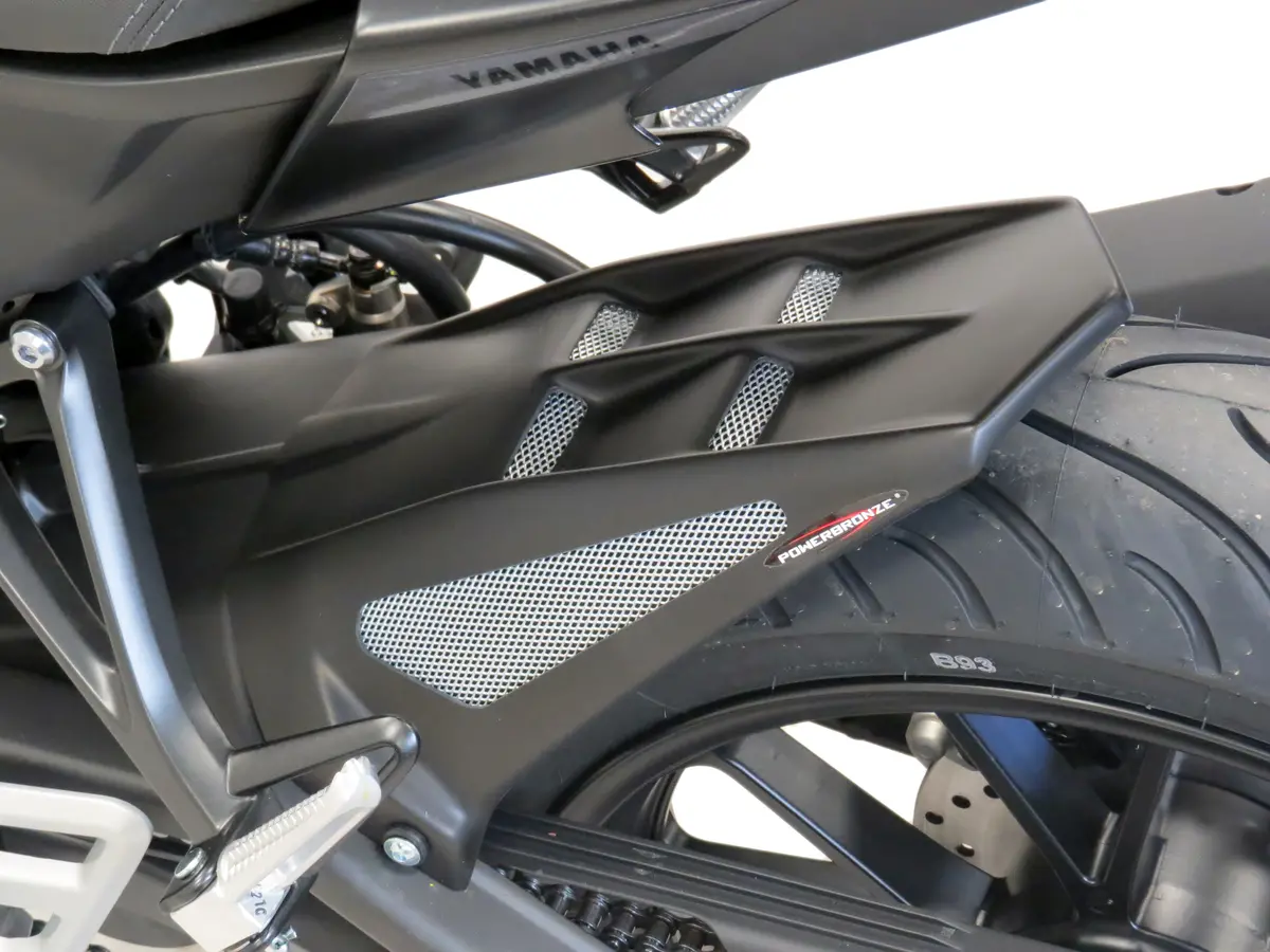 Yamaha Xsr 125  21-2025  Matt Black & Silver Mesh Rear Hugger By Powerbronze 1