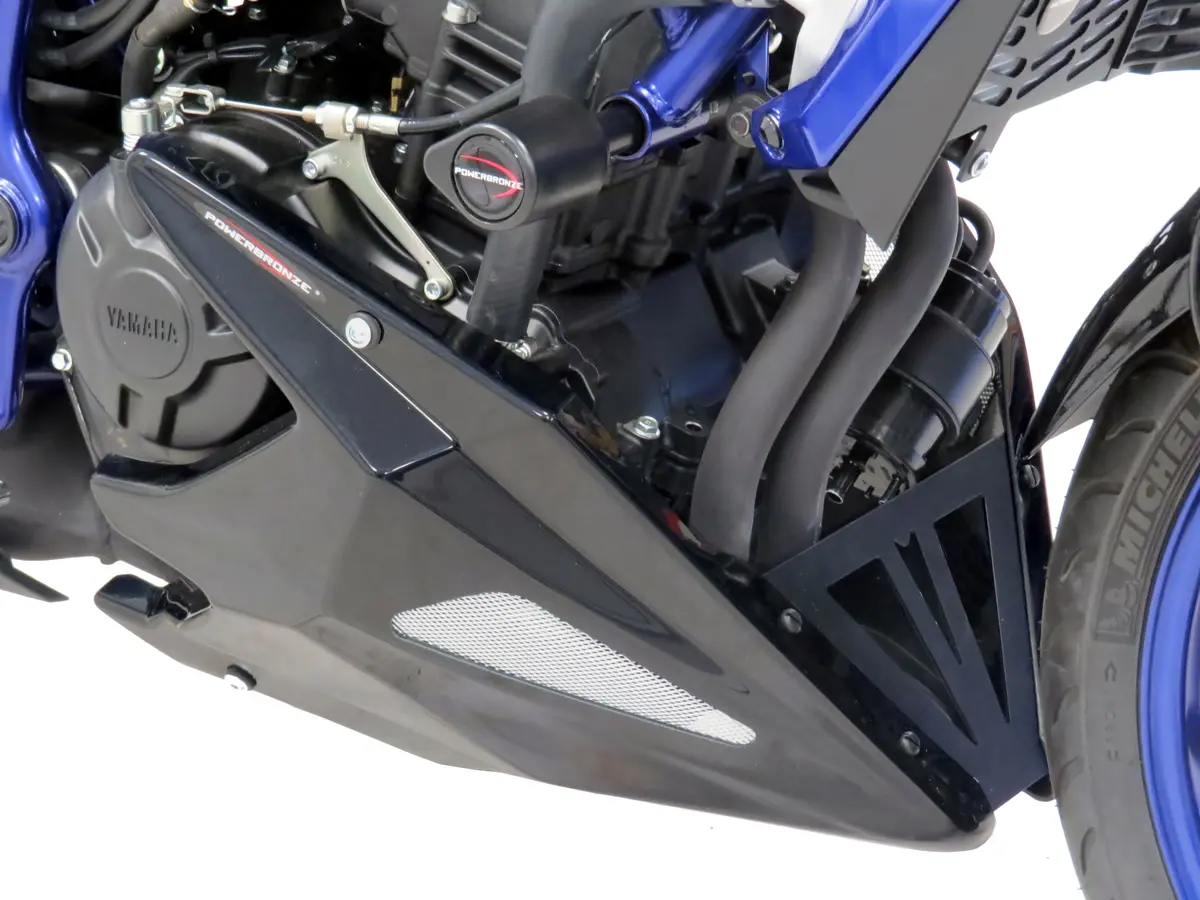 Yamaha Mt-03 2016-2023  Belly Pan Gloss Black With Silver Mesh By Powerbronze Rrp £160 1